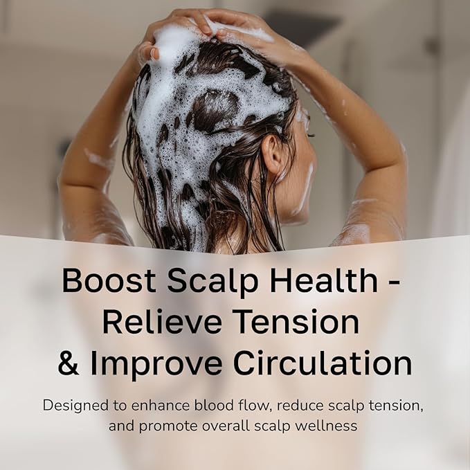 Silicone Scalp Scrubber - Massage Shampoo Brush, Soft Bristles for Hair Growth & Dandruff Removal - Ergonomic Design, Wet & Dry Use, Deep Cleansing Scalp Exfoliator for All Hair Types - Black