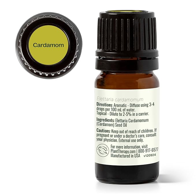 Plant Therapy Cardamom Essential Oil 5 mL (1/6 oz) 100% Pure, Undiluted, Therapeutic Grade