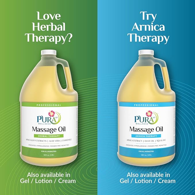 Herbal Massage Oil, Hypoallergenic Formula for Muscle Relief, Professional Deep Tissue Therapy, Massage Oil for Massage Therapy, Unscented Oil for Physical Therapy and Muscle Recovery, 128oz