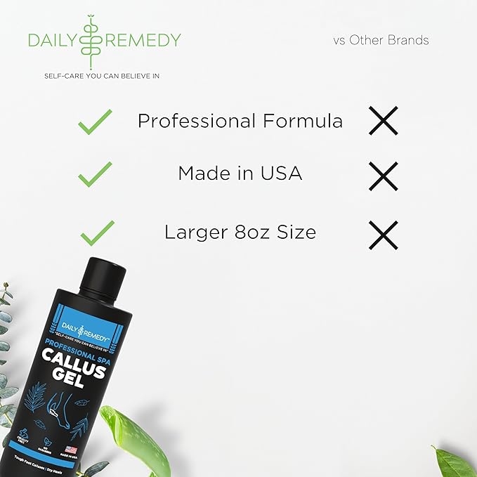 Callus Remover Gel – Professional Foot Callus Removal for Smooth Feet & Cracked Heels – Extra Strength Callus Gel with Pumice Stone – 8oz, Made in USA