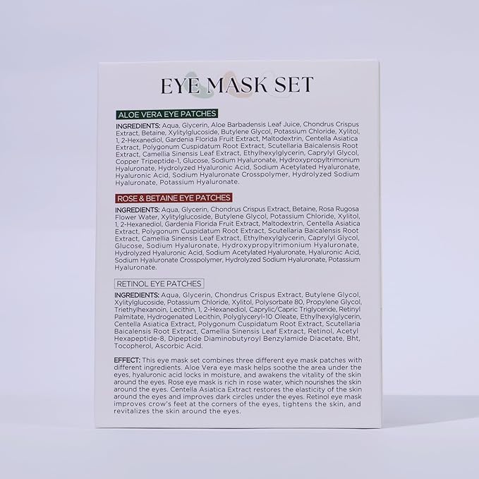 Under Eye Patches For Puffy Eyes and Dark Circles Wrinkle,30 Pairs Face Masks SkinCare With Retinol Serum,Aloe Vera,Rose Betaine