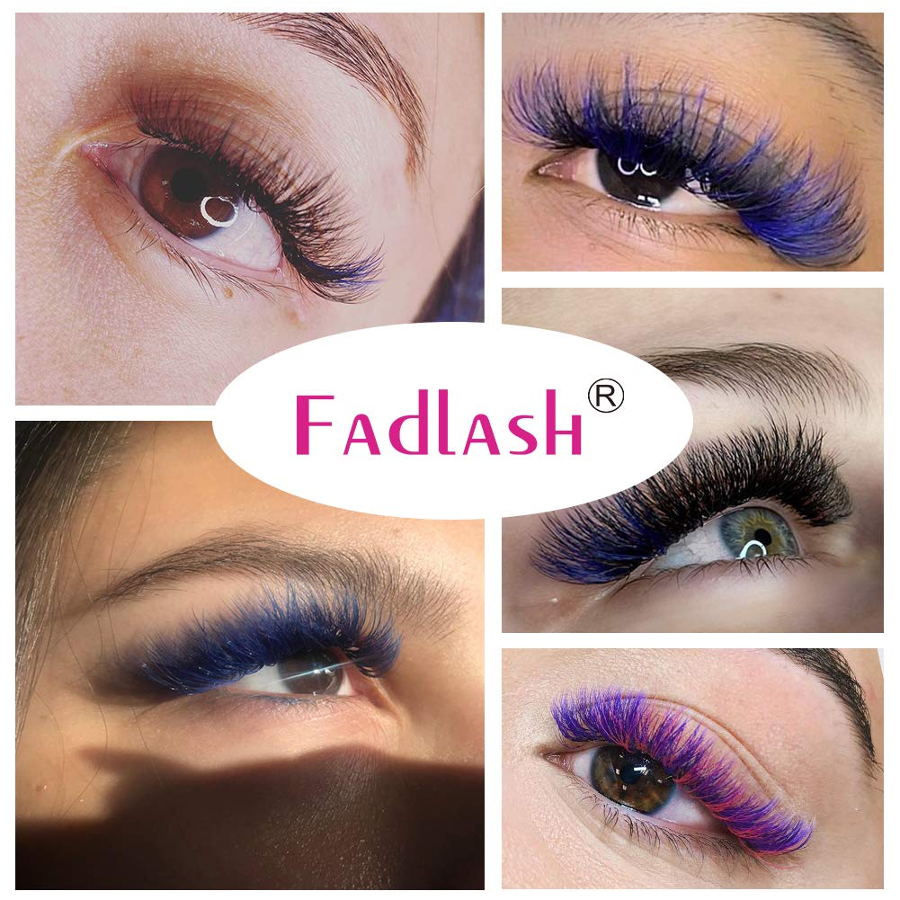 Volume Eyelash Extensions D curl Easy Fan Lash Extensions 8~14mm Mix Tray Blue 0.07mm Lash Extension Supplies by FADLASH (Blue 0.07-D-Mix)