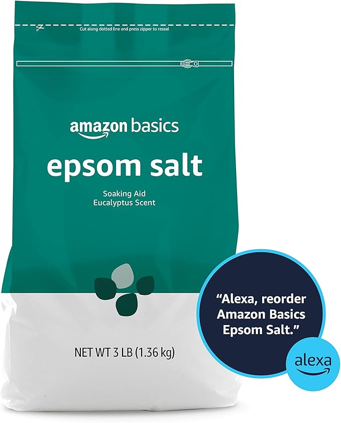 Amazon Brand - Solimo Epsom Salt Soaking Aid, Eucalyptus Scented, 3 Pound
