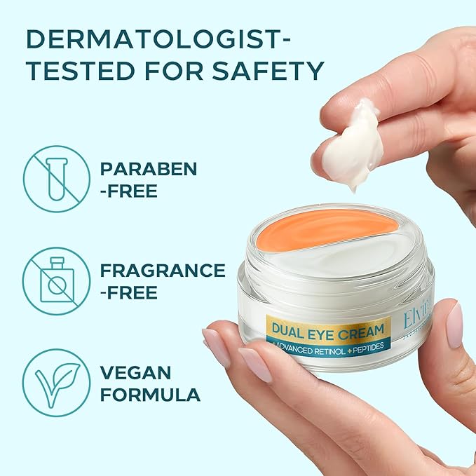 Eye Cream for Dark Circles & Puffiness – Dual Retinol + 5-Peptide Complex with Stem Cell Extract – Anti-Aging & Moisturizing – 0.68 OZ