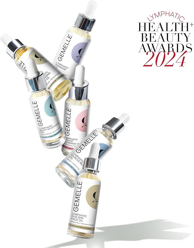 GEMELLE Lymphatic Massage Oil | 6X Award Winner | Detox Rituals, Beauty, Puffiness & Swelling | Arnica & Honeybush | Paraben-Free, Luxury Natural Skin Care15ml