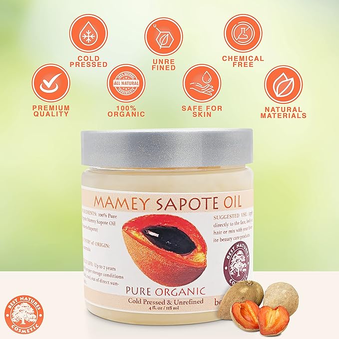 Mamey Sapote Oil Pure Organic Cold Pressed Unrefined 5 fl oz / 150 ml