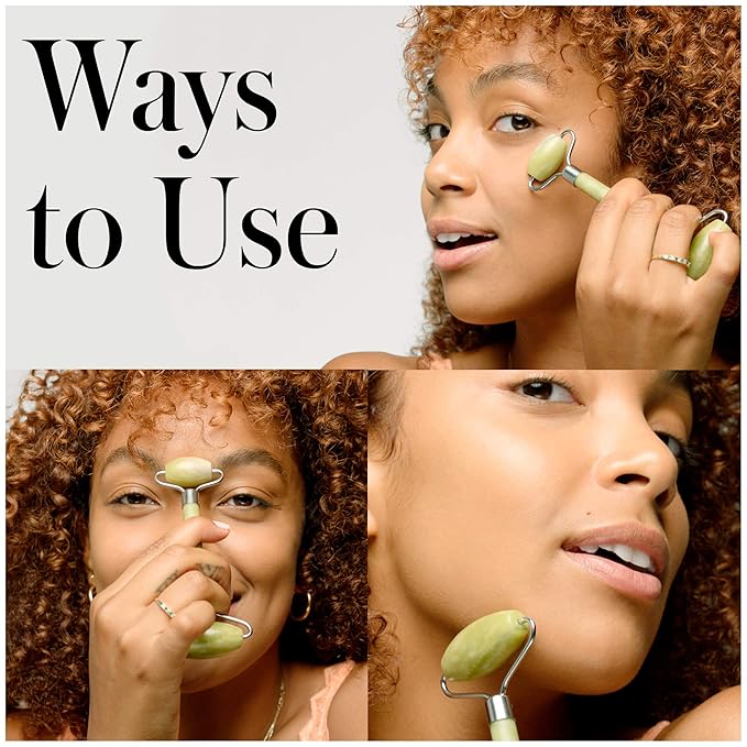 REVLON Jade Stone Face Roller, Dual-Sided Face Massager to Cool and De-Puff, Jade, 1 Count (Pack of 3)