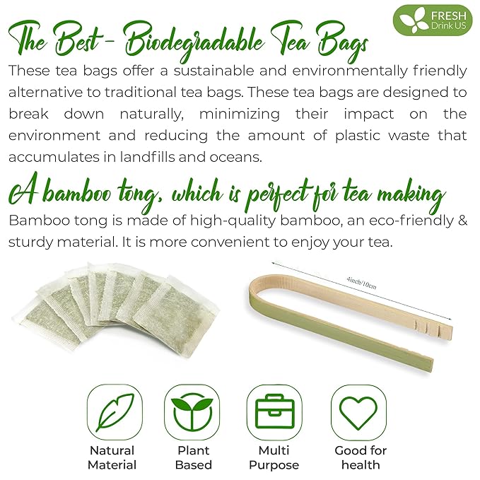 FreshDrinkUS, Premium 75 Soursop Graviola Leaf Tea Bags, 100% Natural and Pure from Soursop Leaves, Handmade, Made With Natural Materials-Corn Fiber Tea Bag, Sugar/ Caffeine/ Gluten Free, Hoja Guanabana Tea