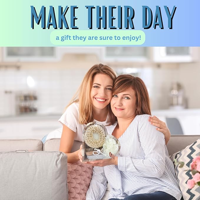 Bath Sets for Women Gift Bath Sponge, Feet Scrubber, Body Brush, Goat Milk Soap Lemon Lime - Perfect Gifts for Women & Mom, Bath Spa Gifts in Heart-Shaped Box, Skin Care Set