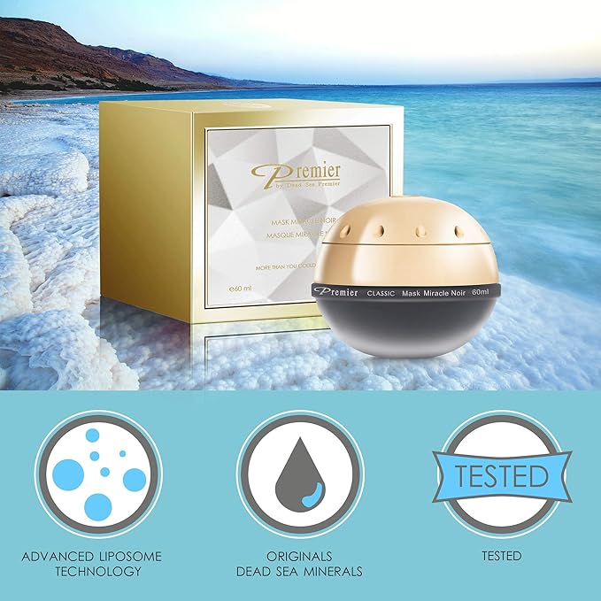 Premier Dead Sea Classic original Miracle Noir Mask, Age defying, detoxifying, hydrating, nourishing, exfoliating, anti oxidant All in one best mask 2.4 Fl oz.