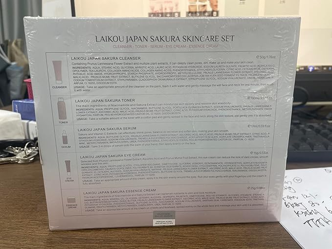 Skin Care Set Sakura Women Beauty Gift Sets Korean Skin Care Kit- Cleanser,Serum,Face Cream,Toner,Eye Cream,Mud Mask-Skin Care Routine Kit (One Size, Cherry Blossom-StyleA-Bae Moisturizing)