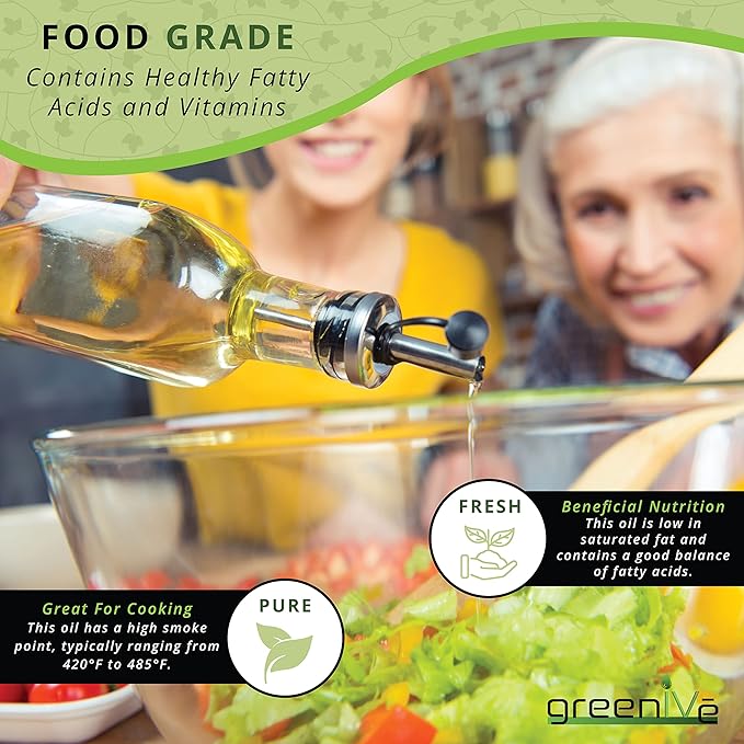 GreenIVe Grapeseed Oil Organically Grown 100% Pure Cold Pressed Light Flavor High Tempurature Cooking 16oz