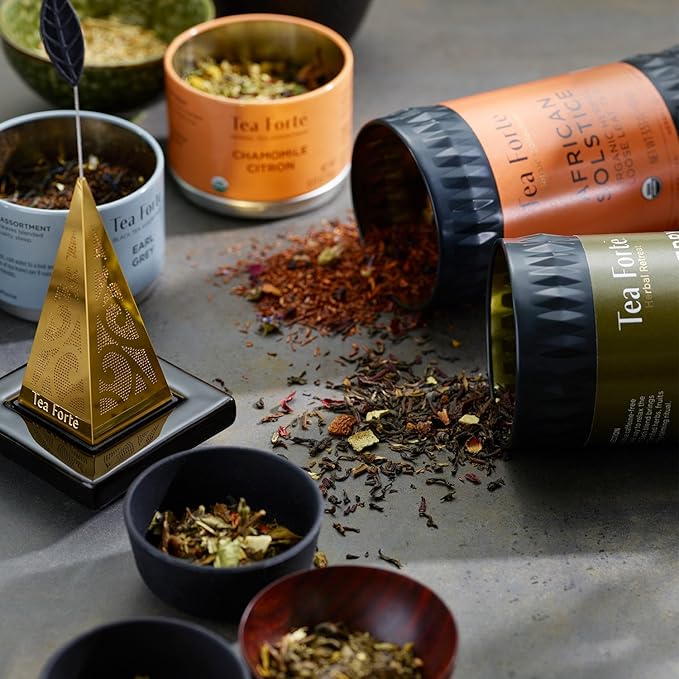 Tea Forte Sweet Orange Spice Premium Organic Loose Leaf Caffeinated Black Tea Blend Canister, Makes 35-50 Cups, Tea Gifts for Mother's Day