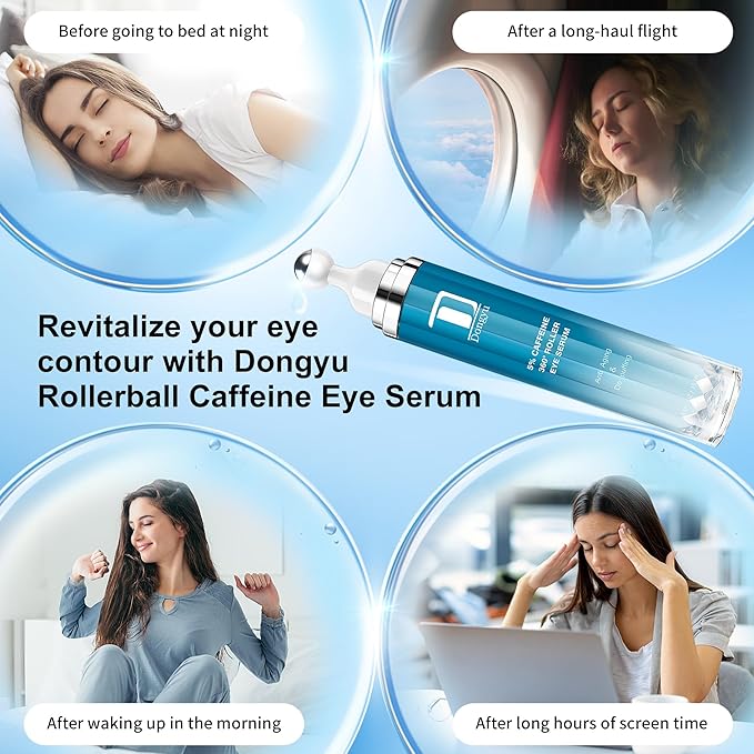 Dongyu Caffeine Eye Cream for Dark Circles: Under Eye Serum for Puffiness Bags Daily Care before Dates Parties Women Men