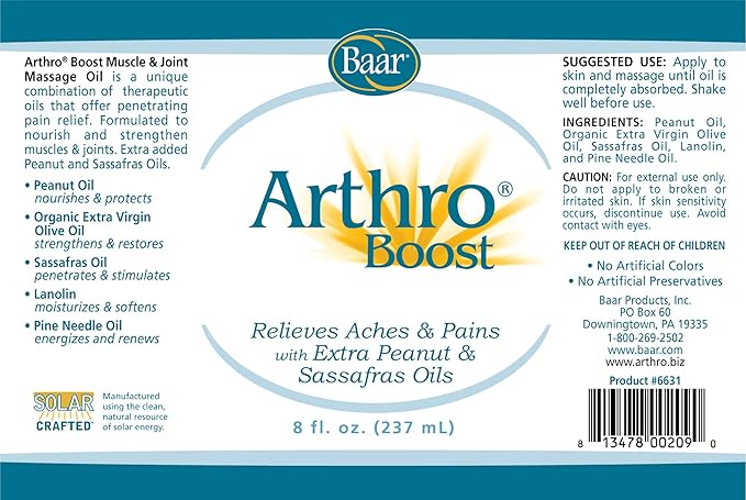 Baar Arthro Boost Massage Oil, 8 fl. oz.