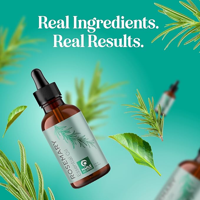 Pure Rosemary Oil for Hair Care - Volumizing Aromatherapy Rosemary Essential Oil for Diffuser Plus Hair Skin and Nail Care - Nourishing Rosemary Hair Oil for Enhanced Shine and Dry Scalp Care (2oz)