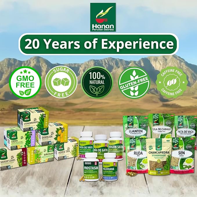 Hanan Lemongrass 25 Herbal Tea Bags - Hierba Luisa Te de Limon Dried Lemon Grass Leaf Herbs & Hierbaluisa Natural Supplement from Peru
