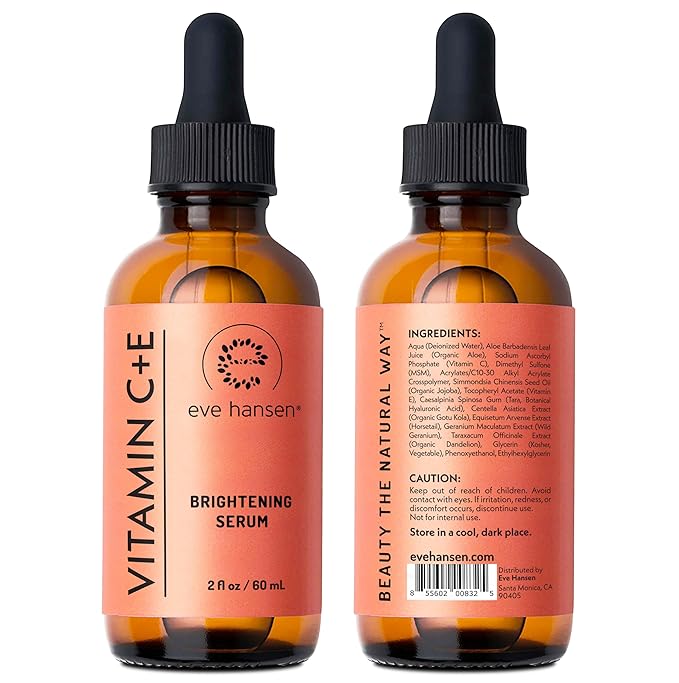 Eve Hansen Vitamin C Serum for Face - Facial Serum with Hyaluronic Acid, Vitamin E and Aloe Vera 2 oz - for softer, smoother, and more refined Skin
