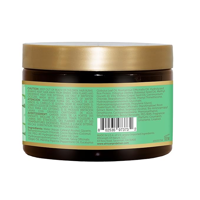African Pride Feel It Formula Hair Strengthening Mask Treatment with Peppermint, Rosemary & Sage, For All Hair Types - Aids Hair Growth, Nourishes Split Ends & Dry Scalp, 12oz (Pack of 1)