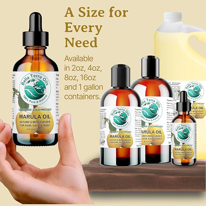 Bella Terra Oils Pure Marula Oil for Enhanced Skin Radiance – 1 gallon, Feather-Light & Hydrating, Suitable for All