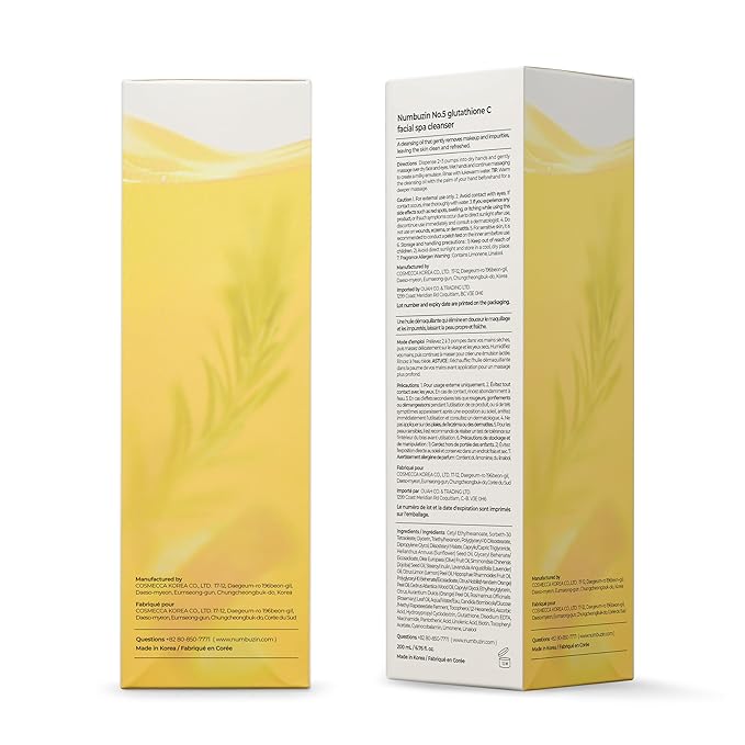 numbuzin No.5 Cleansing Oil | Glutathione C Facial Spa Cleanser | Oil Cleanser for Face | Glutathione, Vitamin C, Niacinamide | Aromatherapy, Uneven Skin Tone | 6.76 fl. oz.