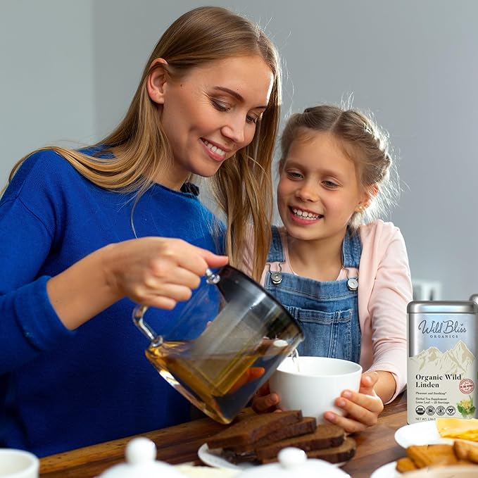 Wild Bliss Organic Linden Flower Herbal Tea - Caffeine Free Tisane - 20 Plant Based Tea Bags
