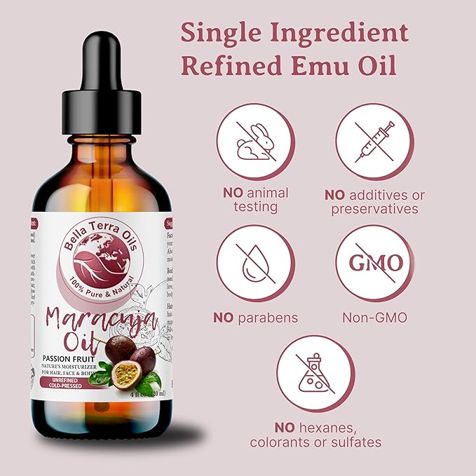 Bella Terra Oils - Maracuja (Passion Fruit) Oil 8 oz - A Symphony of B-Vitamins & Antioxidants, Immerse in the Luxury of Silky, Soft Skin