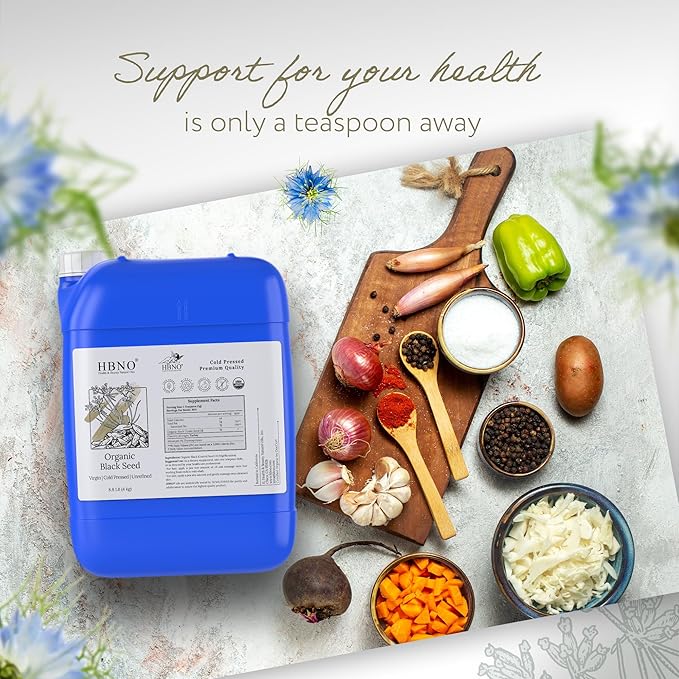 HBNO Organic Black Seed Oil - 8.8 lbs (4kg) - Ideal for Shampoos,Conditioners Soaps, Diffusers, Lotions, and Skin Care Products.