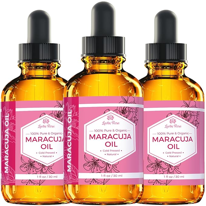 Leven Rose Maracuja Oil, Passion Fruit Seed Oil 100% Natural Moisturizer for Hair Skin and Nails 1 oz