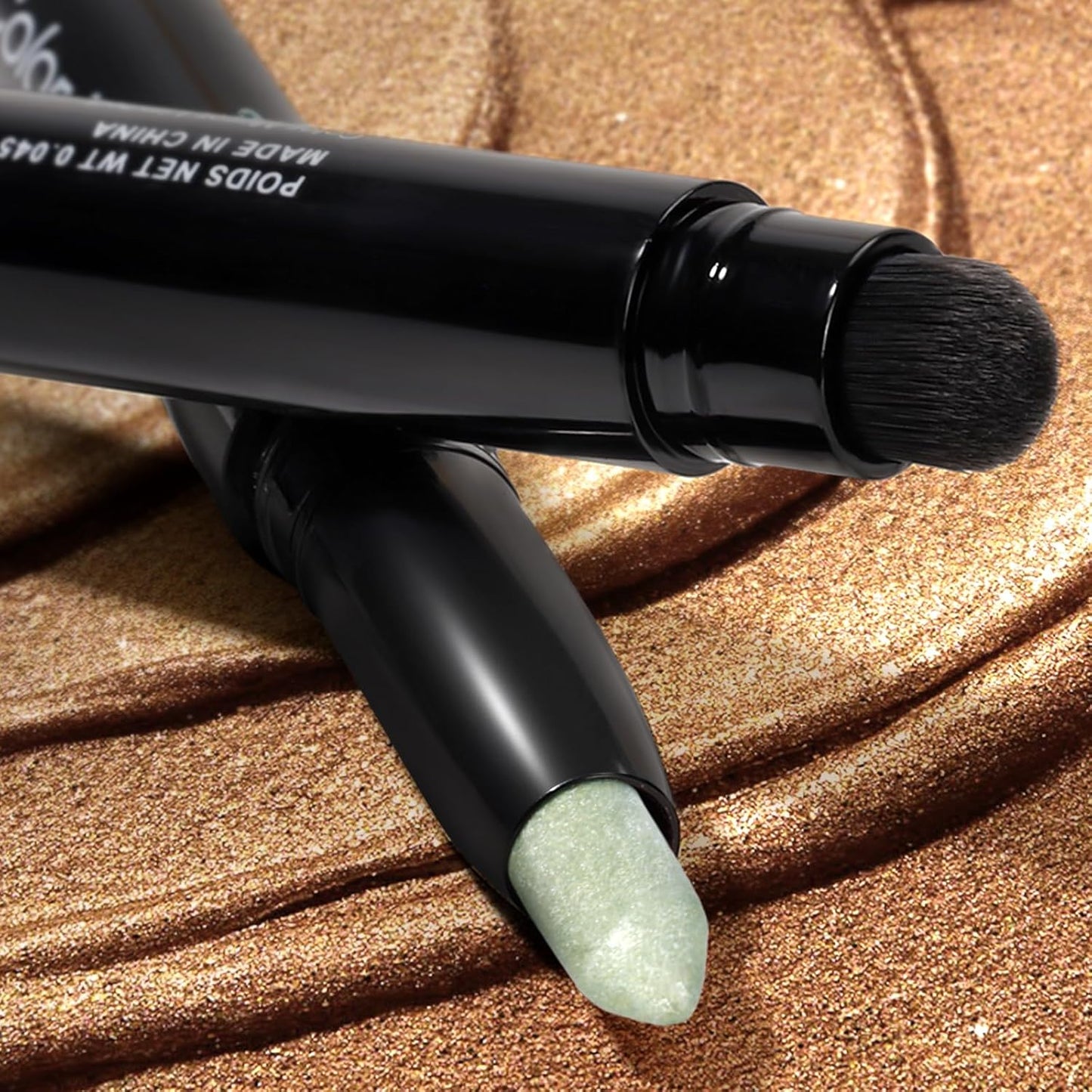 Cream Waterproof Hypoallergenic Eyeshadow Stick, long wear Metallic Glitter Matte Eye Shadow Pencil With Makeup Brush, Eye Brightener, 22 Aloe Shimmer