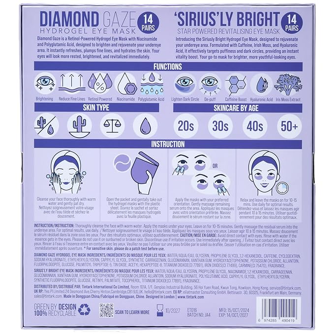 ULTIMATE HYDROGEL EYE MASK 28 Pairs Under Eye Patches, Rejuvenate Eye Area Reduce Dark Circles Puffiness, Tiredness Bags, Gel Pads Brightening, Plumps Fine Lines