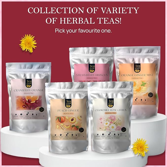 Tealeaf & Co. Dandelion Root Tea with Dried Dandelion Root Extract - Pure Herbal Tea Bags Blended with Fresh Herbs - Flavored Herbal Blend - Low Caffeine - Gluten Free - 50 Teabags