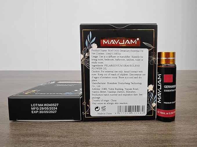 Geranium Essential Oil, MAYJAM 10ML/0.33FL.OZ Premium Geranium Oils for Soap Candle Making, Diffuser, Bedroom, Living Room, Office