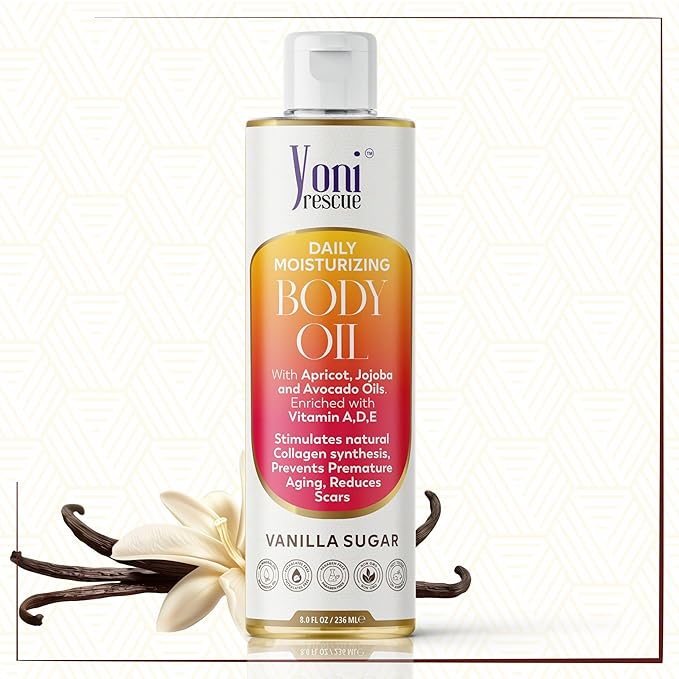 Daily Skin Moisturizing Body Oil with Apricot, Jojoba, Avocado & Vitamin E Oil | Hydrating & Nourishing for all Skin types | After Shower oil 8oz Vanilla Sugar Scented