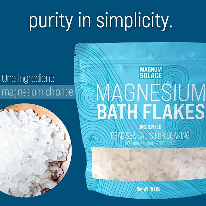 Magnesium Flakes for Bath - Magnesium Chloride Flakes - Dead Sea Salts for Soaking, 3.0 LBS