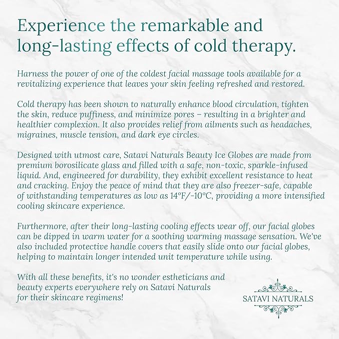 Beauty Ice Globes (Heat-Resistant & Freezer-Safe) Luxurious Facial Tools for Radiant Skin, Enhances Circulation to Tighten Skin, Reduce Puffiness, Minimize Pores, Alleviate Tension