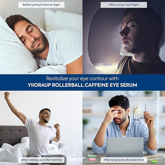 Caffeine Eye Cream for Men: Under Eye Roller for Bags and Puffy Eyes Treatment - Men's Cooling Stick and Depuffer for Dark Circles and Puffiness 0.5 fl.oz.