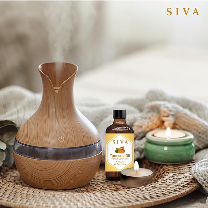 SIVA Turmeric Essential Oil - 4 Fl Oz – Natural Turmeric Oil - for Diffuser, Face, Skin Care, Aromatherapy, Hair Care, Scalp and Body Massage - with Dropper