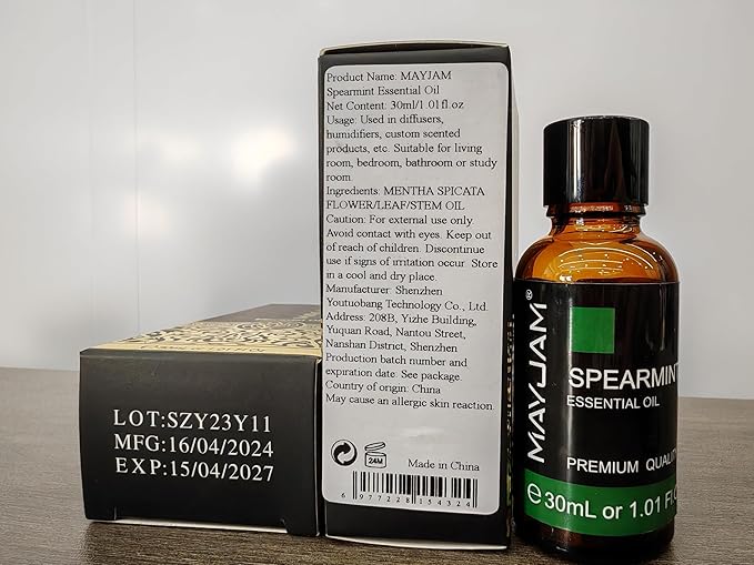 Spearmint Essential Oil 30ML/ 1.01FL.OZ, MAYJAM Pure Spearmint Oil for Massage, Diffuser, Soap Making, Long Lasting Scents