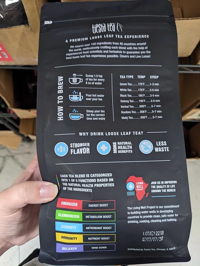 Tiesta Tea - Strawberry Samba Mate | Loose Leaf | Strawberry Hibiscus Mate Tea | High Caffeinated Fruit Blend | Make Hot or Iced Up to 200 Cups | 16oz Resealable Bulk Bag