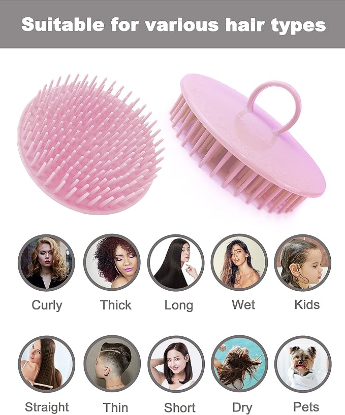 Hair Scalp Scrubber, 6 Pcs Scalp Massager Shampoo Brush, Plastic Shower Head Dandruff Comb, Washing Scrub Brushes for Kids Toddler Men Women Pets