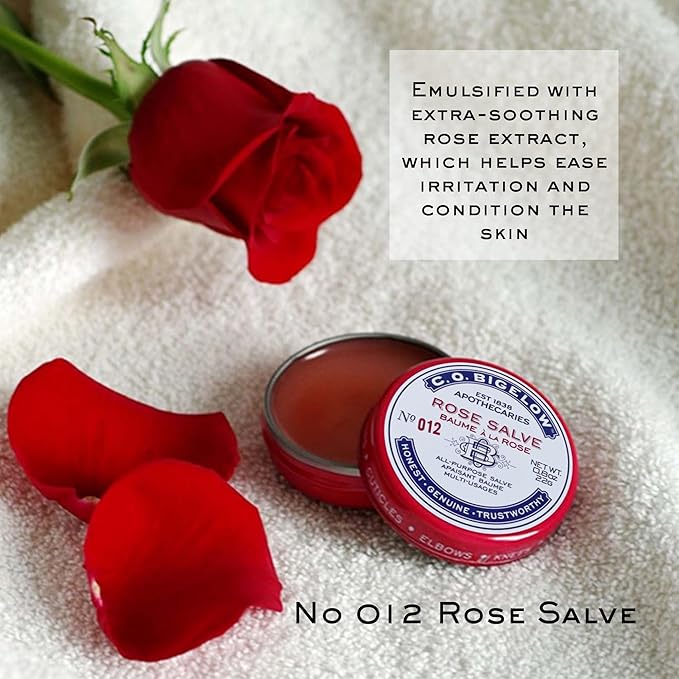 C.O. Bigelow All Purpose Salve Lip Balm Tins, Rose Salve Pack of 3 for Chapped Lips & Dry Skin - Moisturizing Lip, Cuticle 0.8 oz each