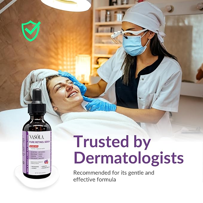 Pure Firming Retinol Serum with Hydrating Hyaluronic Acid & Gotu Kola for Wrinkles and Dark Spots, Renew and Reset Nighttime Facial Serum for a smoother, more radiant complexion, 2.02 Fl Oz