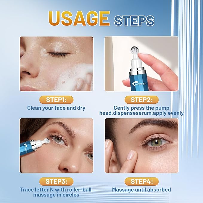 Caffeine Eye Serum for Dark Circles - Under Eye Cream,Moisturizing Serum for Dark Circles, Puffiness & Fine Lines, Eye Cream with 360° Eye Roller Massage Ball, 0.5 fl oz