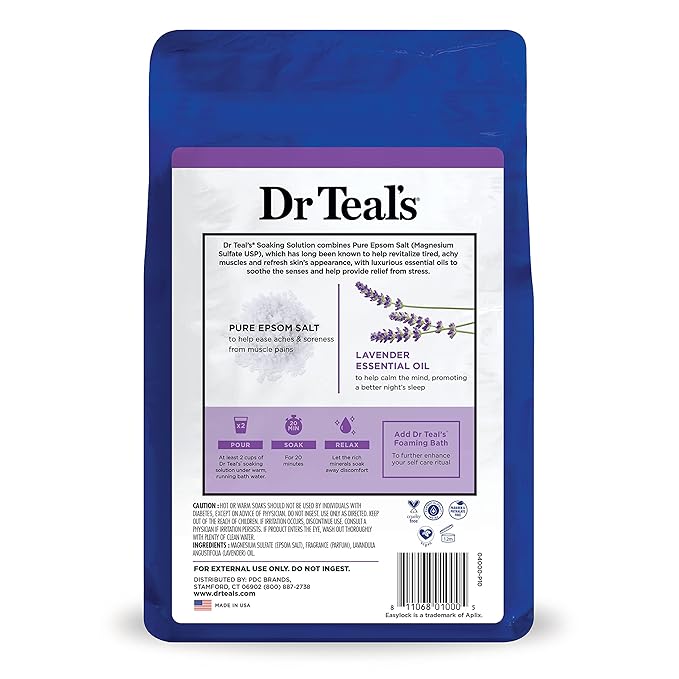 Dr Teal's Epsom Salt Magnesium Soak, Soothe & Sleep with Lavender, 3 lbs