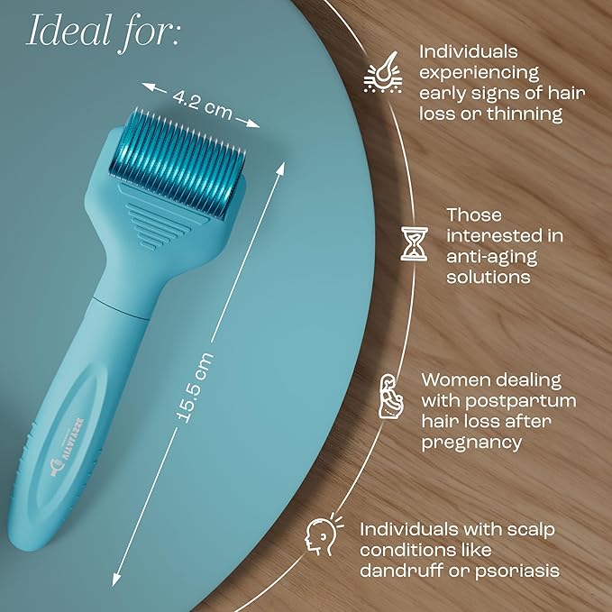 Derma Roller - Microneedle Roller with Replaceable Head for Men and Women - Derma Roller for Scalp and Body - Titanium Dermaroller (1200 Needles)