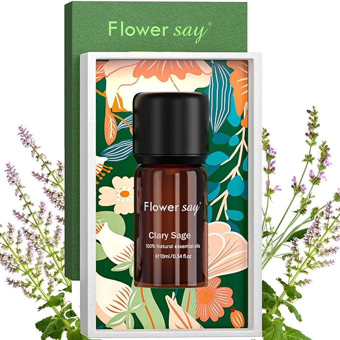 Clary Sage Essential Oil 0.34Oz - 100% Pure Natural MAX Undiluted Premium Therapeutic Grade Essential Oils for Diffuser/Skin Care/Massage/Hair/Toenails