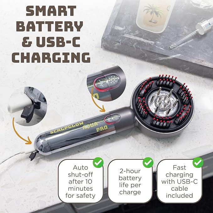 ScalpGlow Aqua Pro Waterproof Electric Scalp Massaging Oil Dispenser with Adjustable Speed | Deep Tissue Scalp Massage, Hair Growth Stimulation, and Oil Infusion for Stress Relieving Hair Care