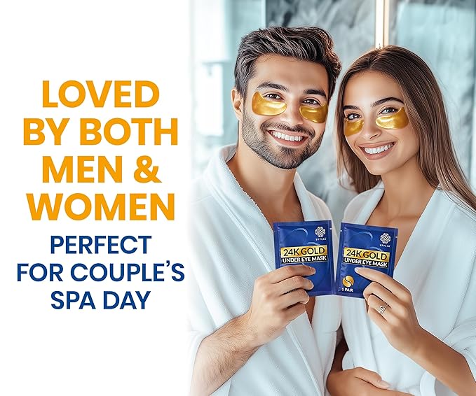 Stylia Under Eye Patches for Puffy Eyes and Dark Circles (30 Pairs) - 24k Gold Under Eye Mask with Vitamin C, Hyaluronic Acid, Pearl Extract - Eye Masks for Dark Circles and Puffiness