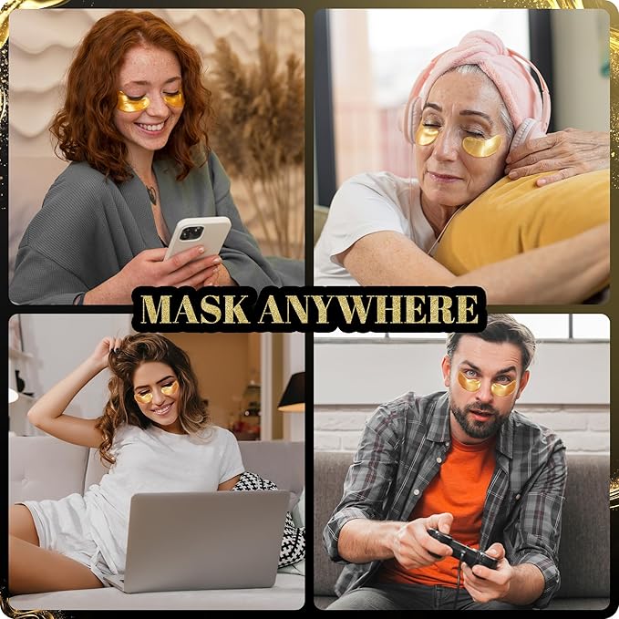 Under Eye Masks (30 Pairs), 24K Gold Under Eye Patches for Puffy Eyes, Dark Circles, Eye Bags, Refreshes Skin, Firm Glowy Youthful More Elastic Skin Hydration, Collagen Skin Care Products